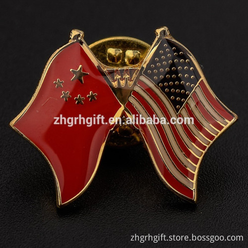Soft Enamel Pin/USA Flag Pin/ Cross Friendship Metal Flag Lapel Pin